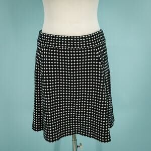Theory Size Large L Black Geometric Pull On Doreen D Prosecco Cotton Knit Skirt